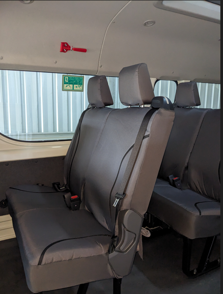 Kakadu Canvas Custom Made Grey Seat Covers suits Toyota Hi-Ace Commuter Bus 2/2019-on 5 Rows