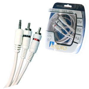 Stereo Lead 3.5 mm Stereo To 2 Male Rca 3 Metres White ADM235W