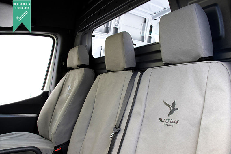 Black Duck Canvas Seat Covers suits Toyota Hiace Crew Van 3/2019-On Grey