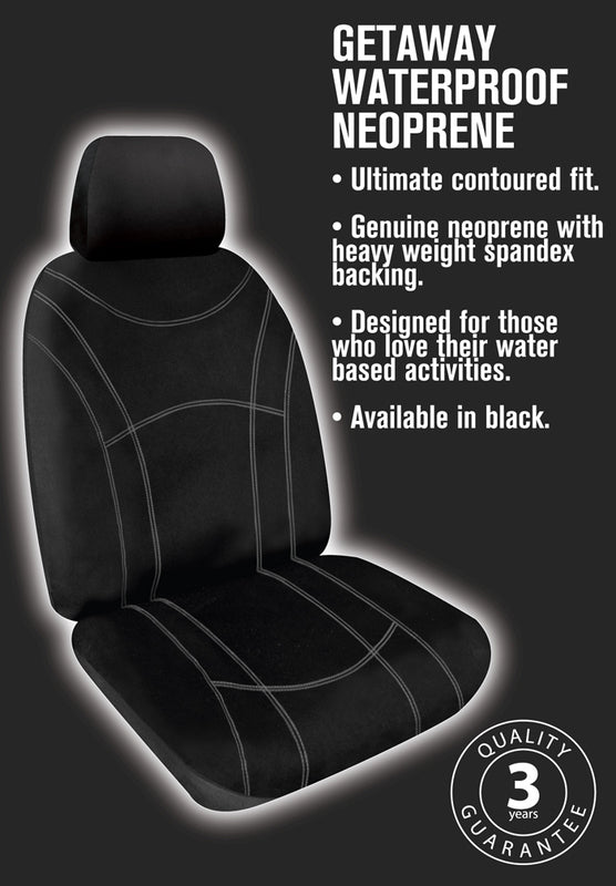 Getaway Neoprene Seat Covers Suits Subaru Forester (Sk) Series 5 All Badges Wagon 9/2018-5/2025 Black Stitch