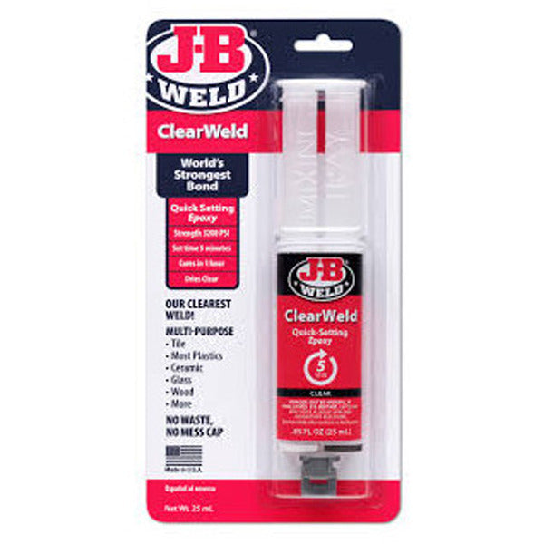 Jb J-B Weld Clear Weld Syringe Repair Bond Glue Epoxy JB50112  3200 PSI