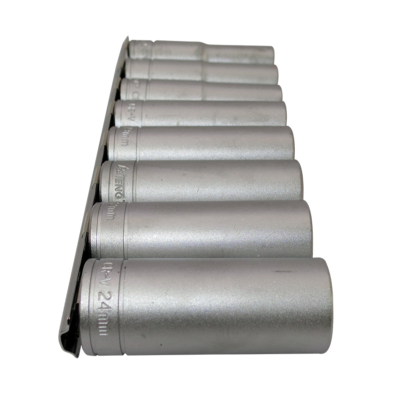 Teng Tools 8 Piece 1/2 inch Drive Deep Metric Sockets on a Clip Rail M ...