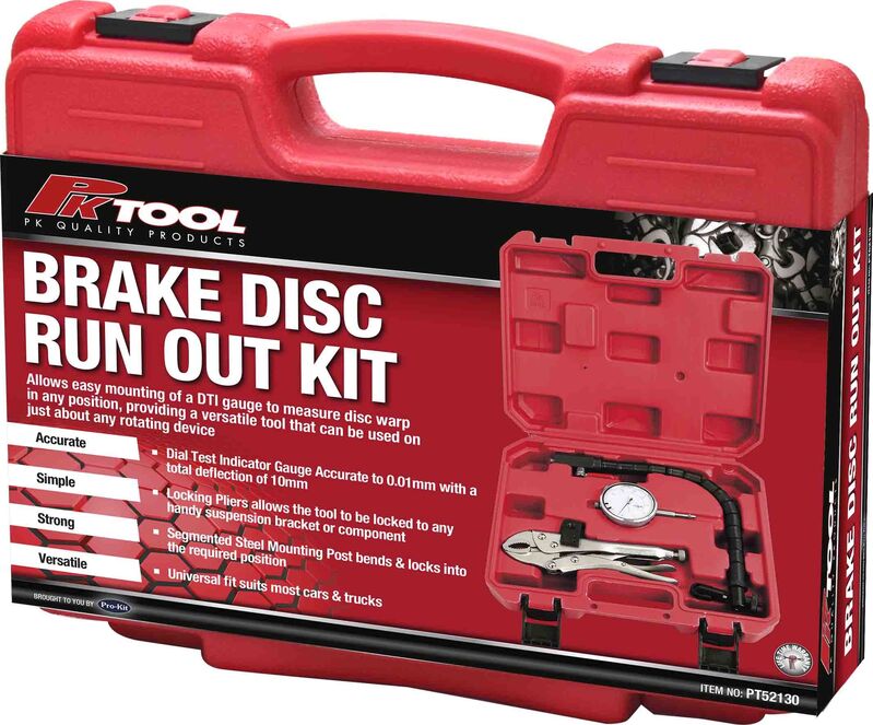 Brake Disc Run Out Kit - 3Pc With Gauge & Mounting Arm