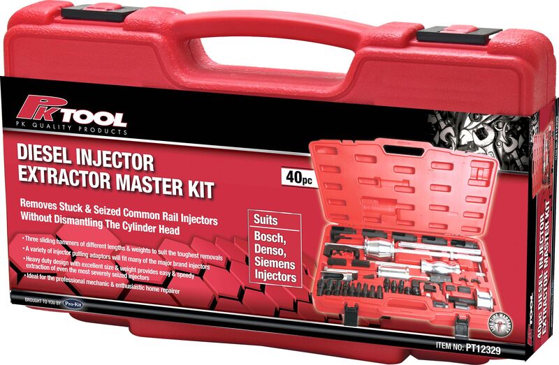 BFO Diesel Injector Puller Kit – 40pc Slide Hammer Set, 3 Hammers, Multiple Adaptors, 1 Year Warranty