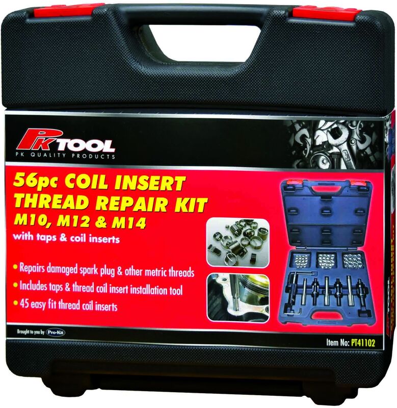 M14 Thread Insert Thread Repair Kit - 56Pc Coil Insert With Taps & Coils M10, M12 & M14 ...