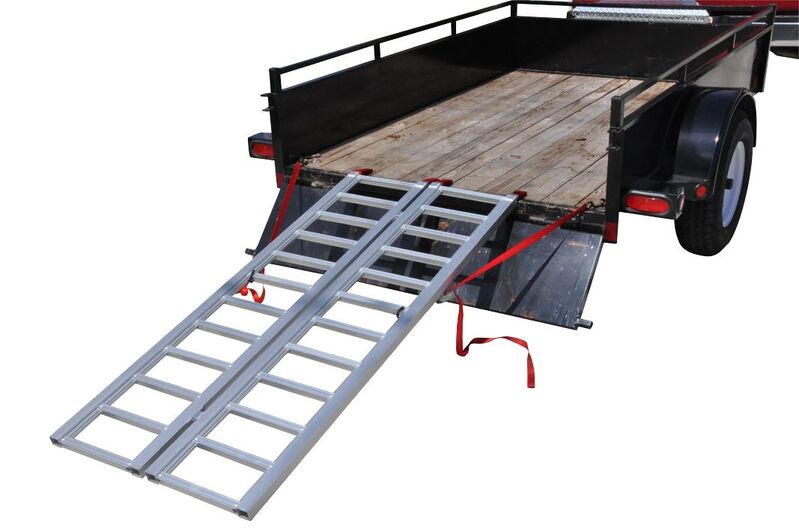 Ramp - 2Pc Ladder Tread Loading Alluminium 183Cm X 38Cm 636Kg