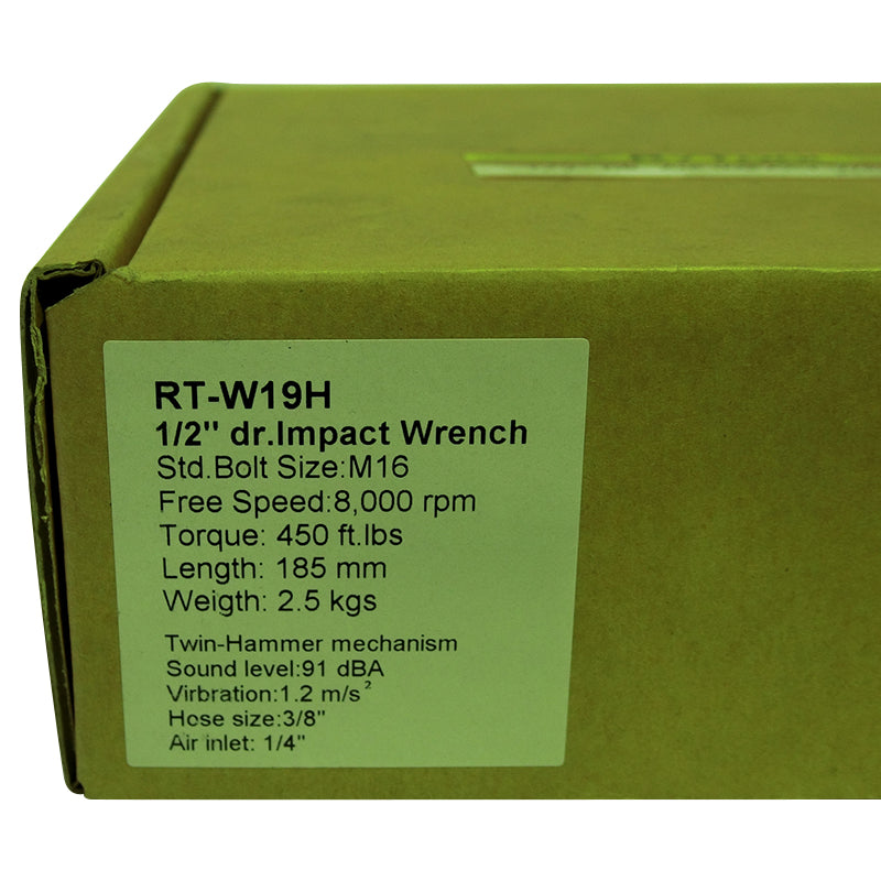 RT Air 1/2  inch Drive 450Ft/Lb Air Impact Wrench Compact RT-W19H