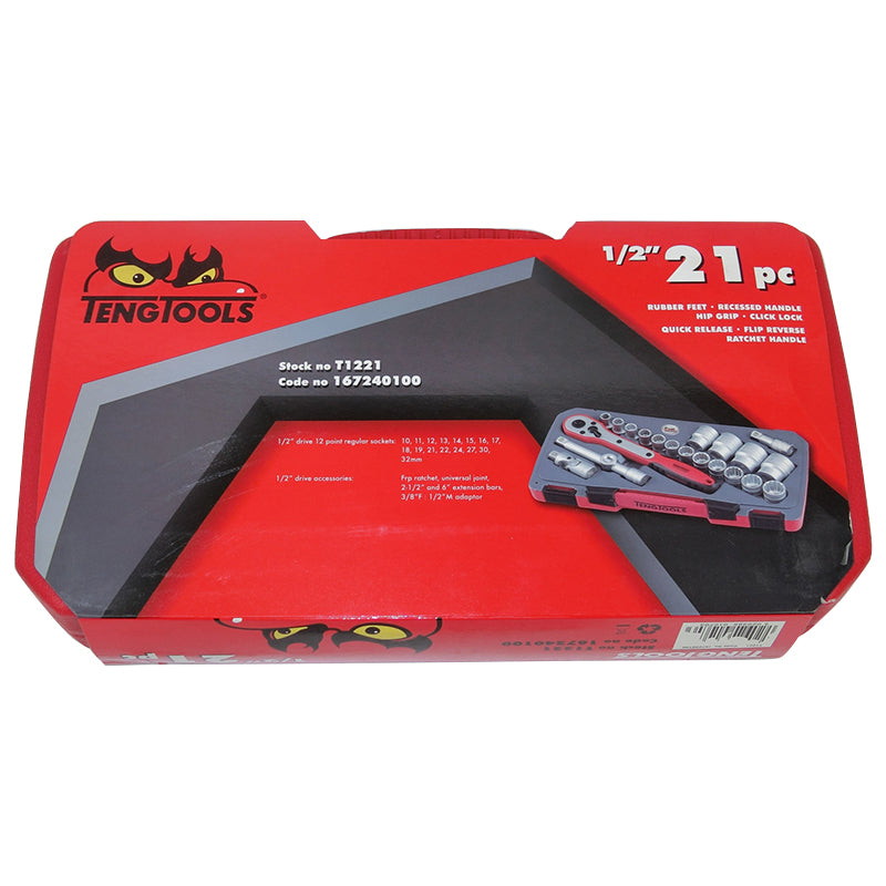 Teng Tools - 21 Piece 1/2 inch Drive Socket Set T1221 – Motoquipe