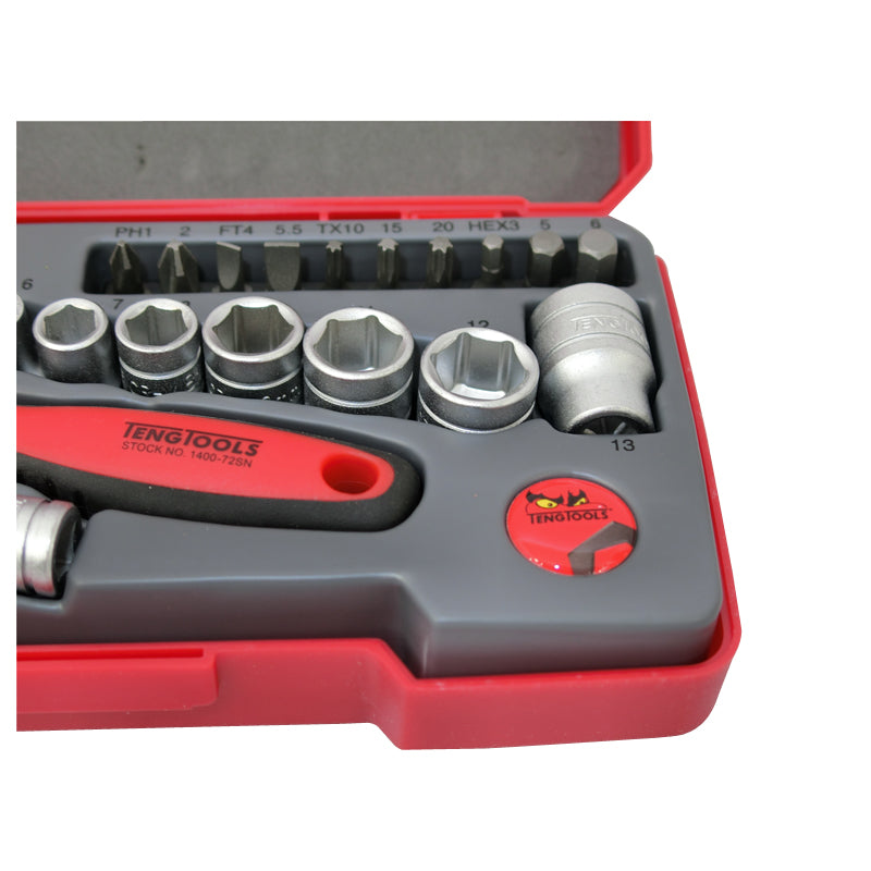 Teng Tools 24 Piece 1/4 inch Drive Hex Tool Set T1424S Swivel Head