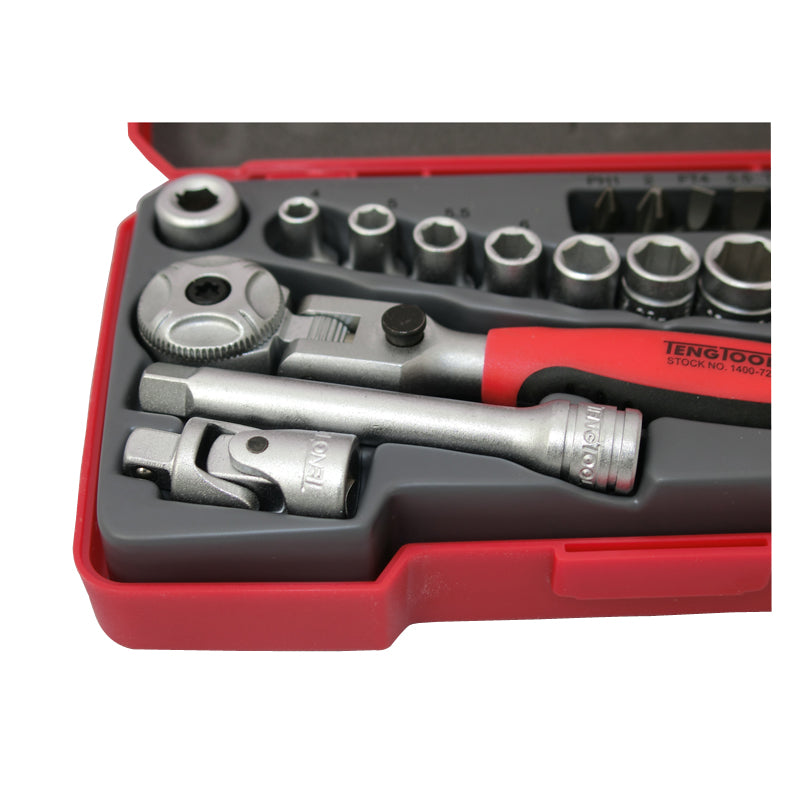 Teng Tools 24 Piece 1/4 inch Drive Hex Tool Set T1424S Swivel Head