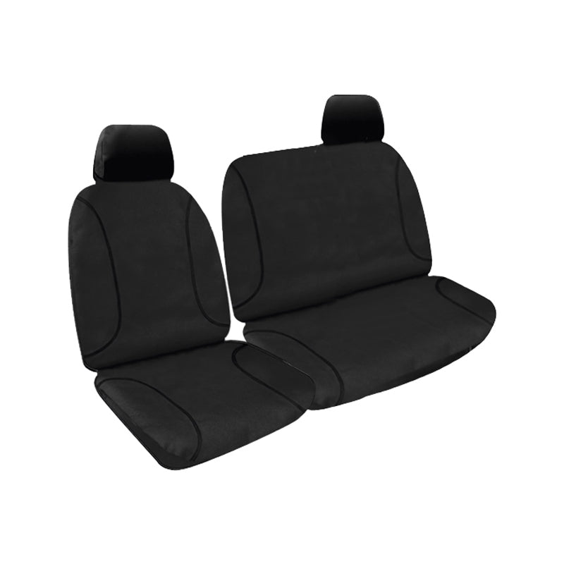 Tradies Full Canvas Seat Covers suits Toyota Hilux Workmate, SR Single Cab, Bucket & 3/4  5/2005-6/2015 Black