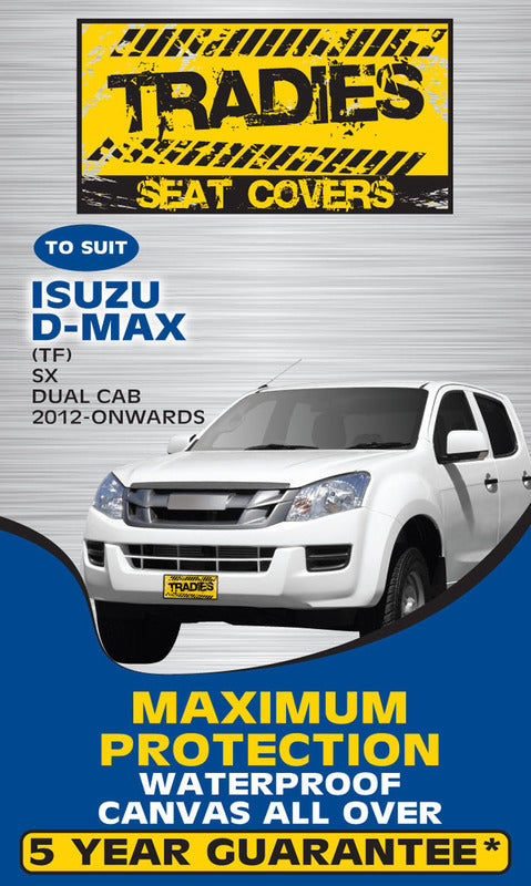 Tradies Full Canvas Seat Covers Suits Isuzu D-Max TF Dual Cab SX 6/2012-7/2020 2 Rows PCG395CVCHA