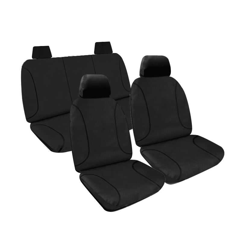 Tradies Full Canvas Seat Covers Suits Nissan Navara (D23/NP300) Series 1 & 2 DX/RX/ST/ST-X Dual Cab 3/2015-10/2017 Black
