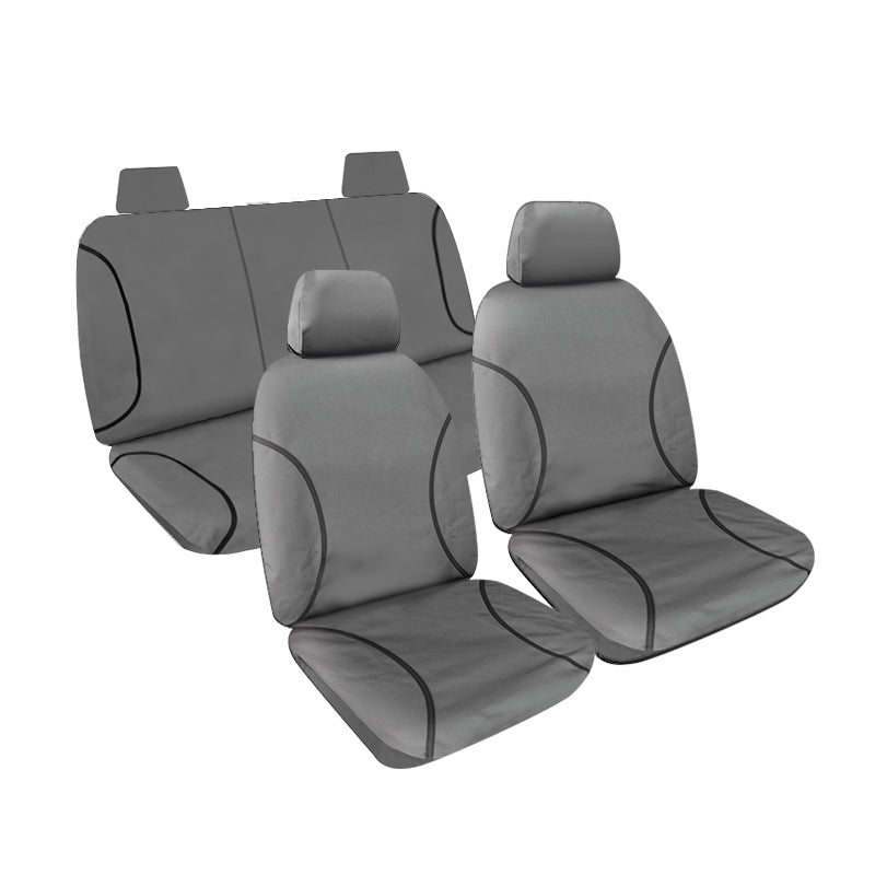 Tradies Full Canvas Seat Covers Suits Nissan Navara (D23/NP300) Series 3,4 RX/ST/ST-X Dual Cab 11/2017-11/2020 Grey