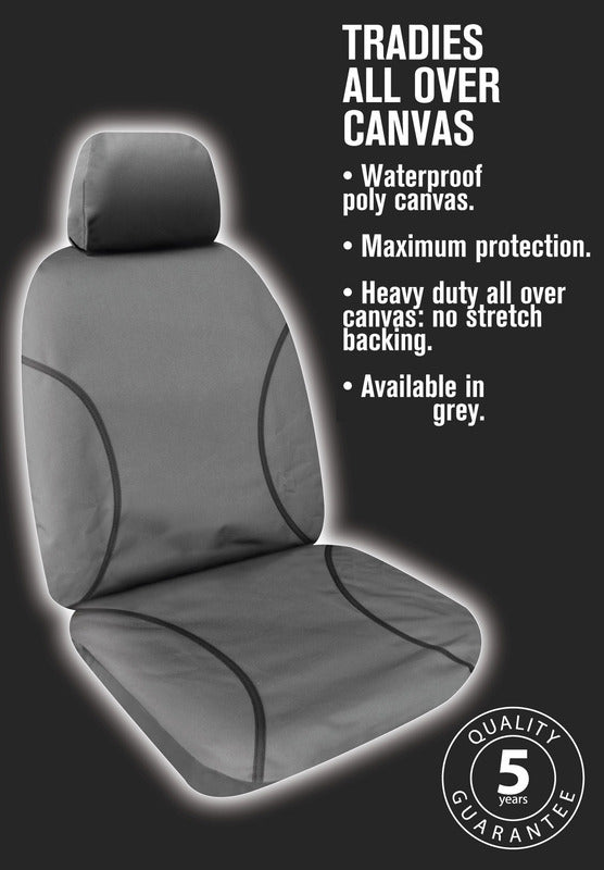Tradies Full Canvas Seat Covers suits Toyota Hilux SR/SR5 Dual Cab 7/2015-7/2025 Grey