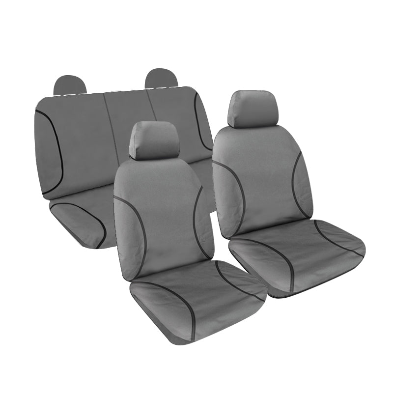 Tradies Full Canvas Seat Covers suits Toyota Hilux Workmate/SR/SR5 Extra Cab 7/2015-On Grey