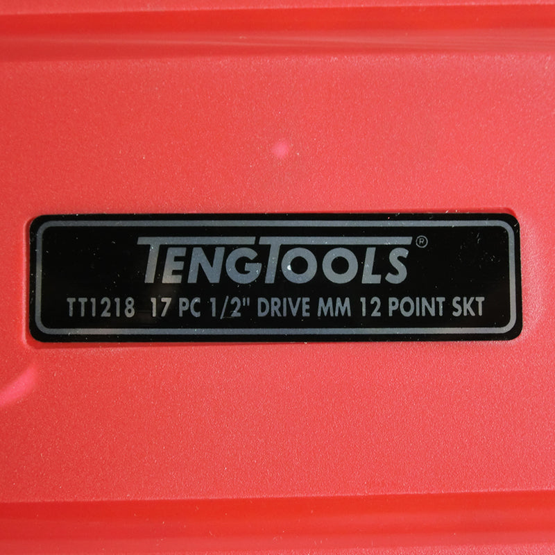 Teng Tools 17pc 1/2 Drive Metric Socket Set TT1218
