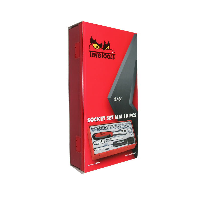 Teng Tools 19 Piece 3/8 inch Drive Metric Socket Set TT3819