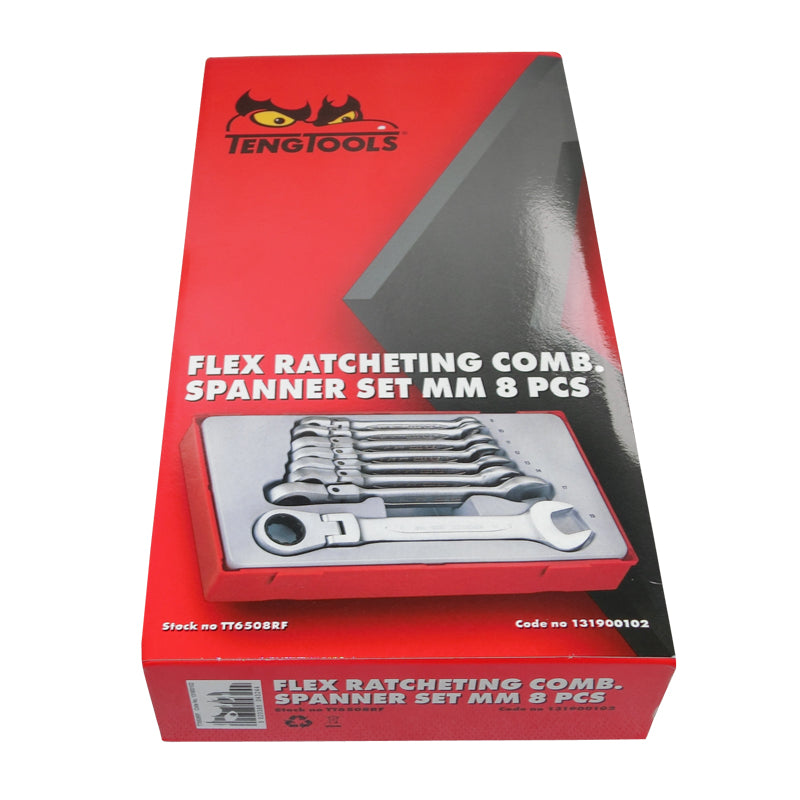 Teng Tools - 8 Piece Metric Flex Ratchet Spanner Wrench Set  TT6508RF