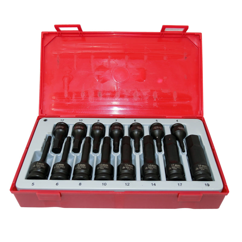 Teng Tools 15 Piece 3/8 and 1/2 inch Drive Hex Impact Socket Bit Set T ...