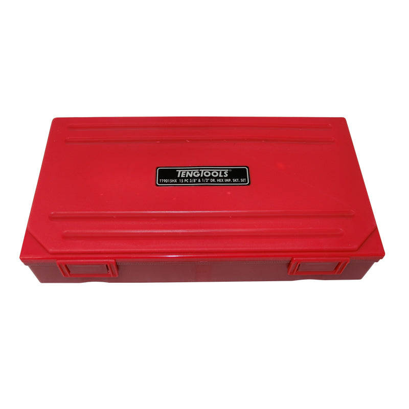 TengTools 15‑teiliges Steckschlüssel-Set – 3/8" Und 1/2" Antrieb – Chrom-Molybdän-Stahl, Größen: 4‑19 Mm