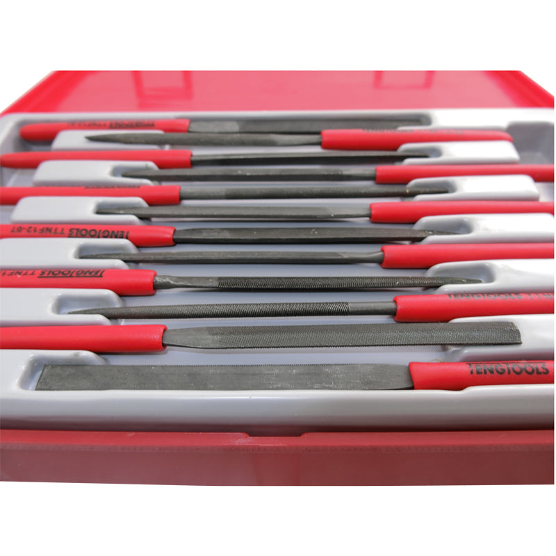 Teng Tools - 12 Piece Needle File Set TC-Tray Flat TTNF12 – Motoquipe