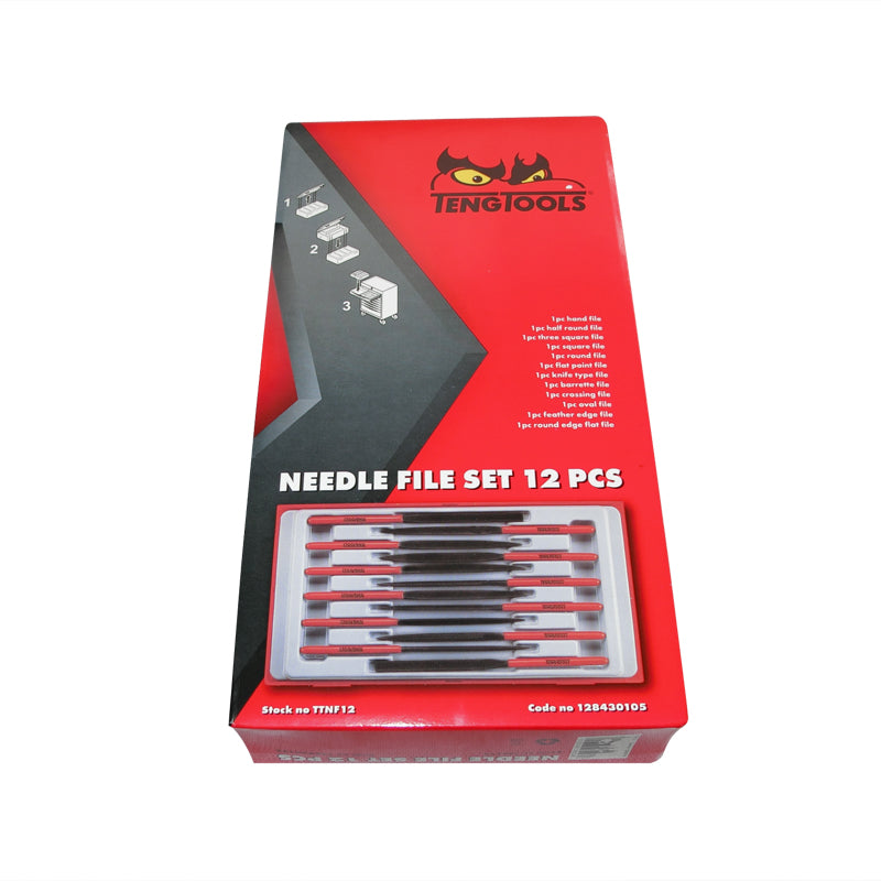 Teng Tools - 12 Piece Needle File Set TC-Tray Flat TTNF12 – Motoquipe