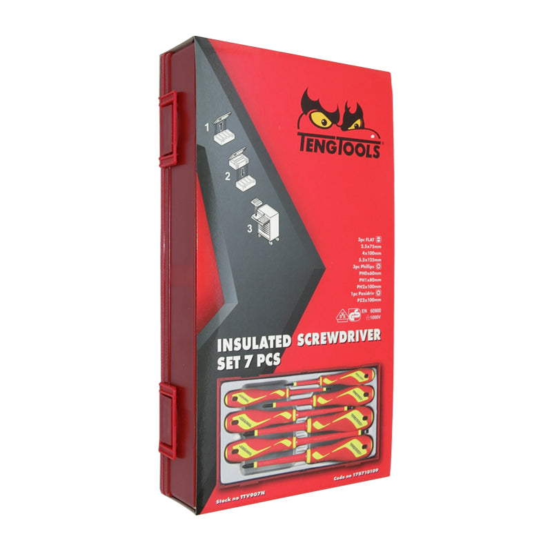 Teng Tools 7 Piece Screwdriver Set 1000 Volt Insulated TTV907N