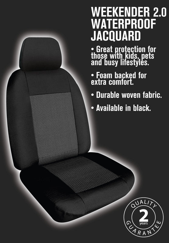 Weekender Jacquard Seat Covers Suits Mazda BT-50 (UP/UR) XT Dual Cab 2011-7/2020 Waterproof