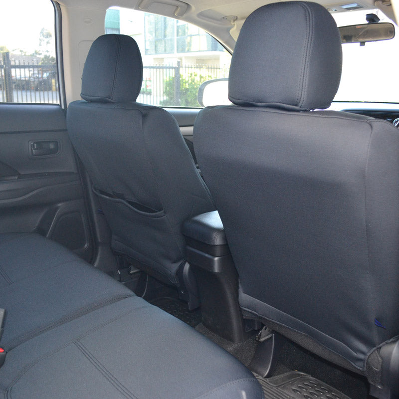 Wet Seat Black Neoprene Seat Covers suits VW Amarok Dual Cab Highline/Trendline/Sportline/Core+ 9/2015-On Black Stitching